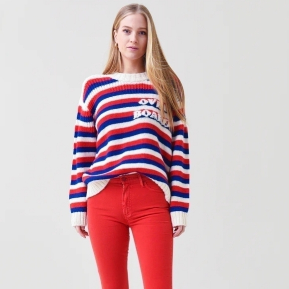 Mother the biggie jumper overboard striped sweater Medium NWT - Picture 1 of 11